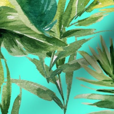 21" Leaves with Teal Background