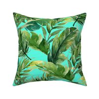 21" Leaves with Teal Background