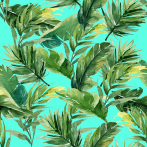 21" Leaves with Teal Background