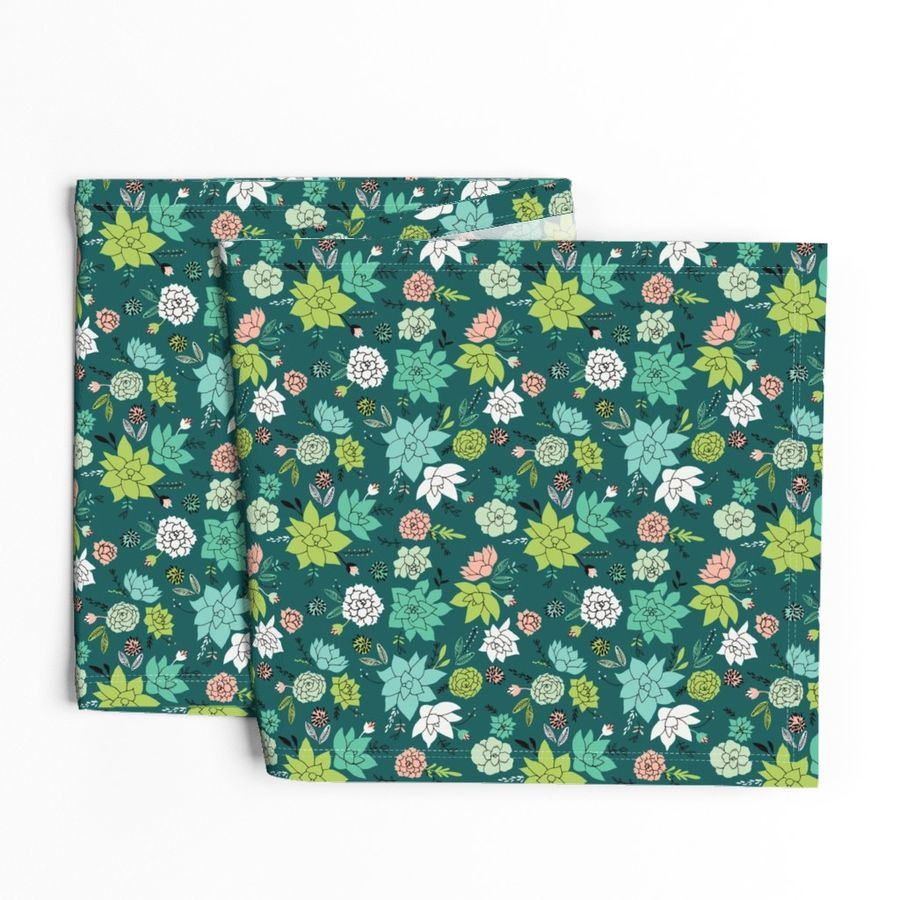 Succulents hero print in dark green - small