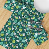 Succulents hero print in dark green - small