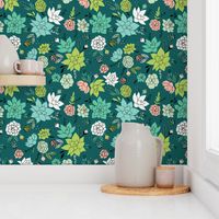 Succulents hero print in dark green