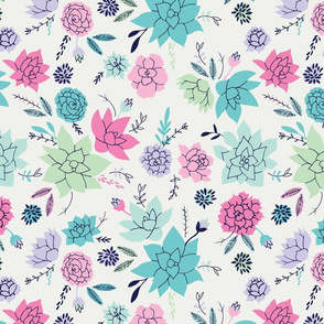 Succulents  print in pink