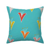 Modern heart shaped florals on Teal Fabric
