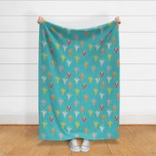 Modern heart shaped florals on Teal Fabric