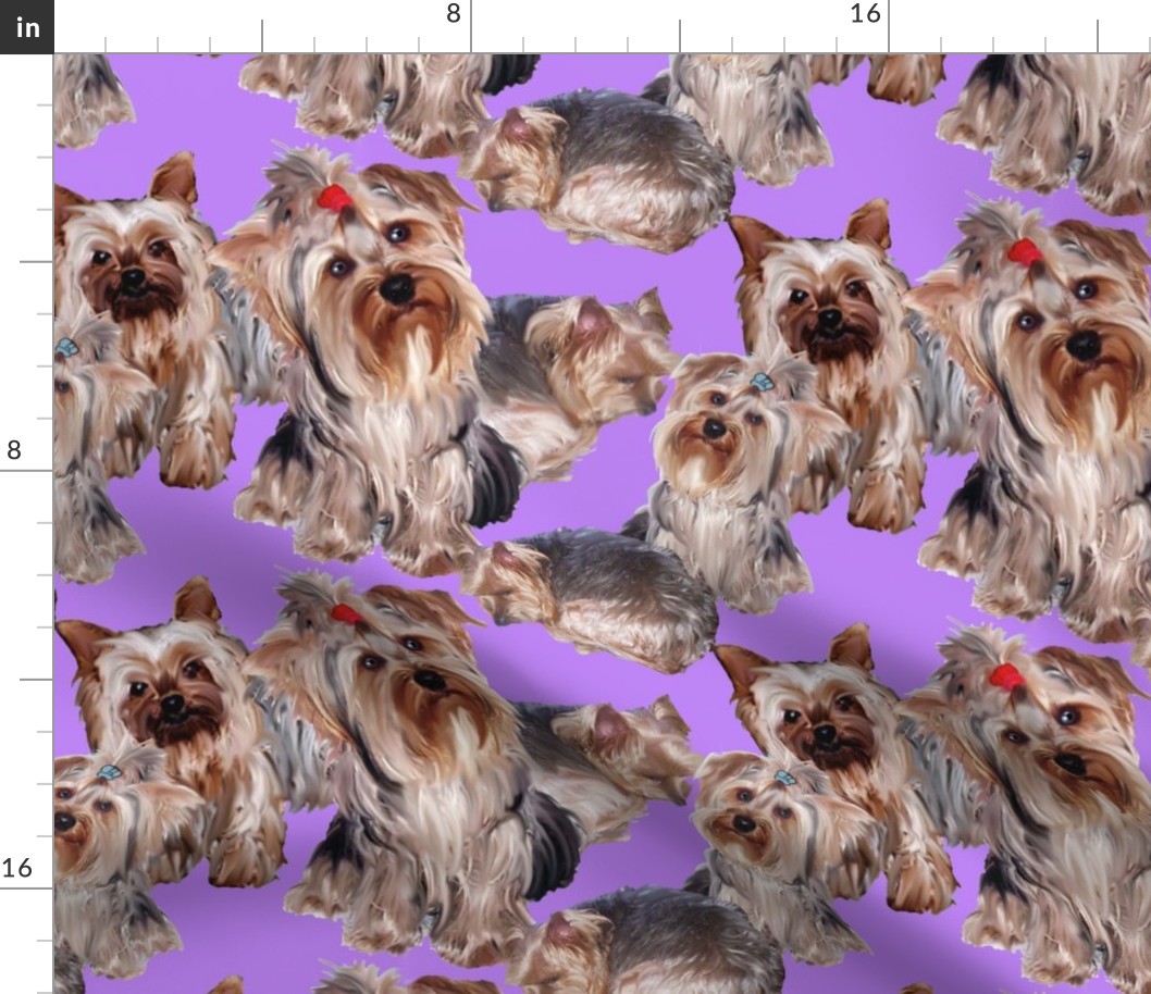 lavender Yorkshire terrier fabric