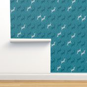 Elegant Holiday Christmas Reindeer Blue Grey