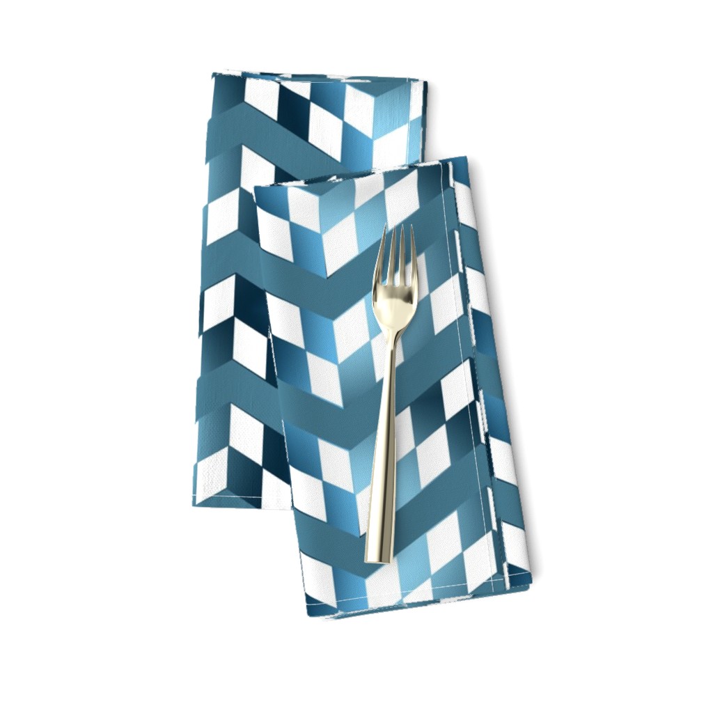 Blue Gradient Checkerboard Chevrons