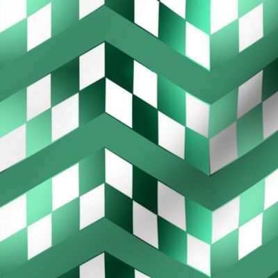 Green Gradient Checkerboard Chevrons