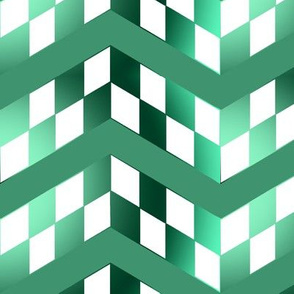 Green Gradient Checkerboard Chevrons