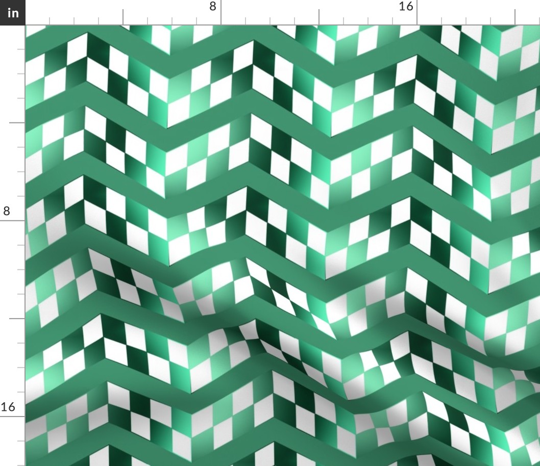 Green Gradient Checkerboard Chevrons