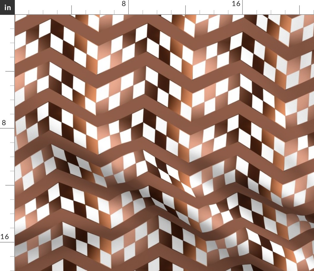 Brown Gradient Checkerboard Chevrons