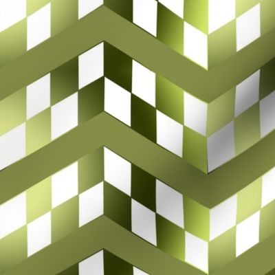 Yellow Green Gradient Checkerboard Chevrons