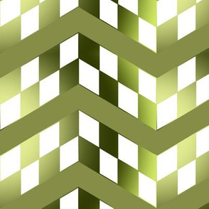 Yellow Green Gradient Checkerboard Chevrons