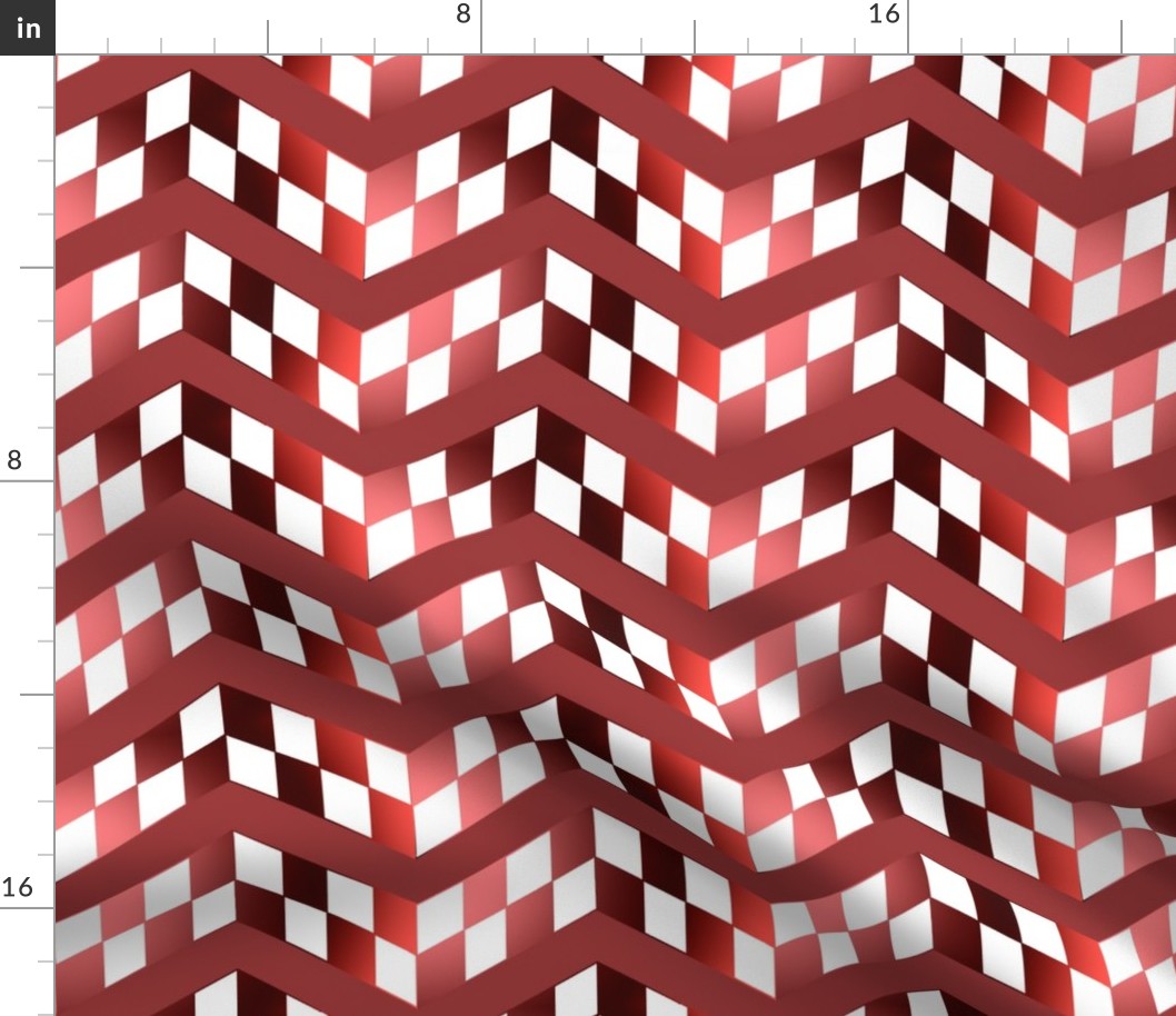 Red Gradient Checkerboard Chevrons