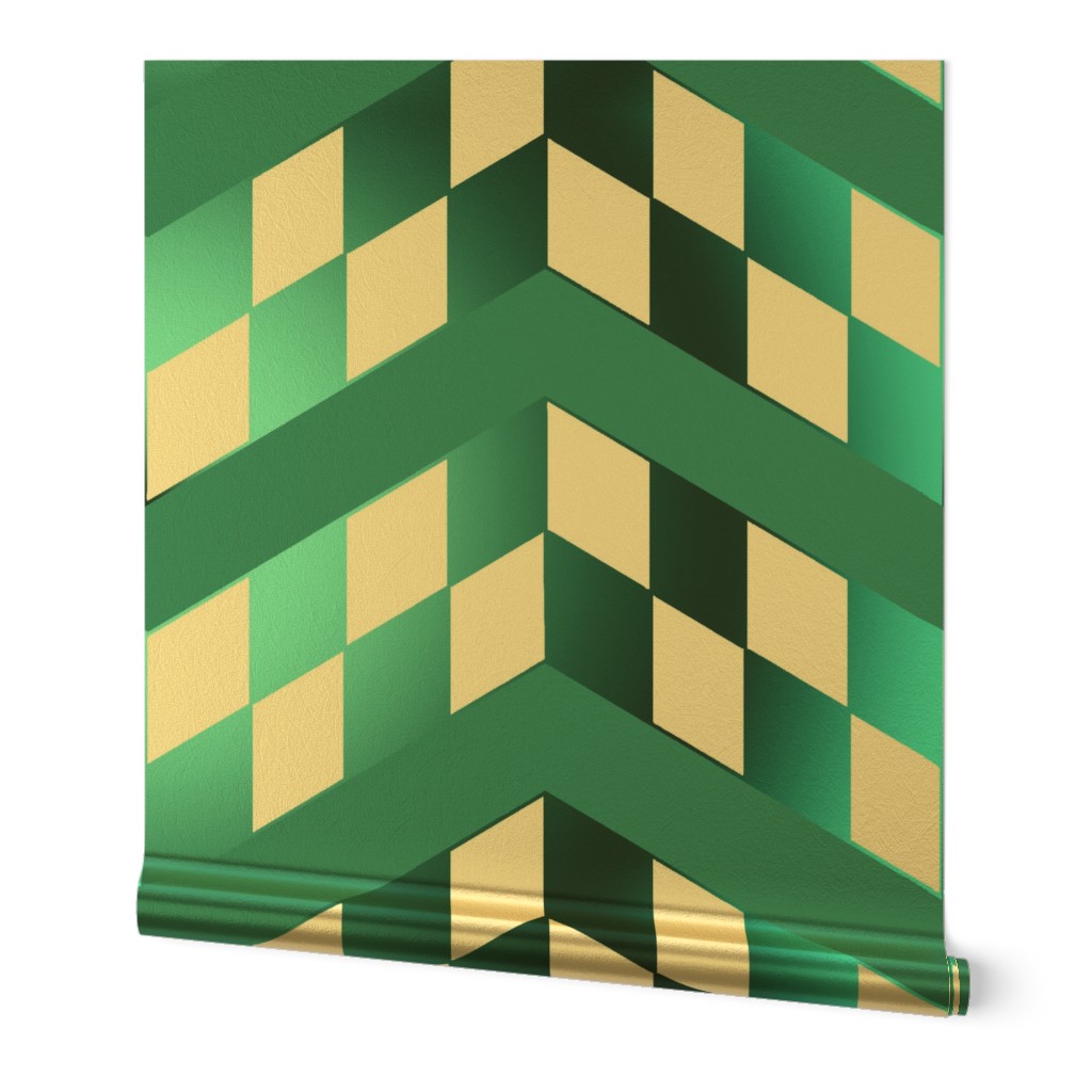 Blue Green Gradient Checkerboard Chevrons