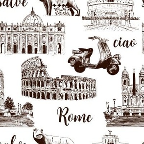 Rome sightseeing pattern. Cityscape  architectural symbols