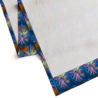 WATERCOLOR PALM TREE ALTERNATED ROWS BLUE BROWN