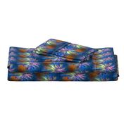 WATERCOLOR PALM TREE ALTERNATED ROWS BLUE BROWN