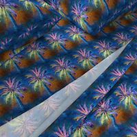 WATERCOLOR PALM TREE ALTERNATED ROWS BLUE BROWN