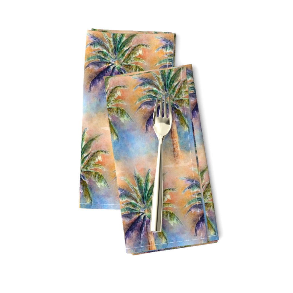 WATERCOLOR PALM TREE ALTERNATED ROWS NATURAL