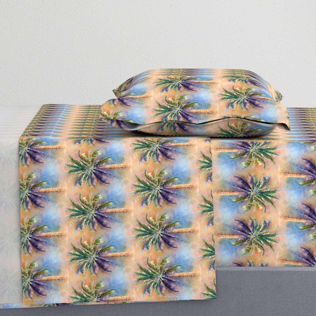 WATERCOLOR PALM TREE ALTERNATED ROWS NATURAL