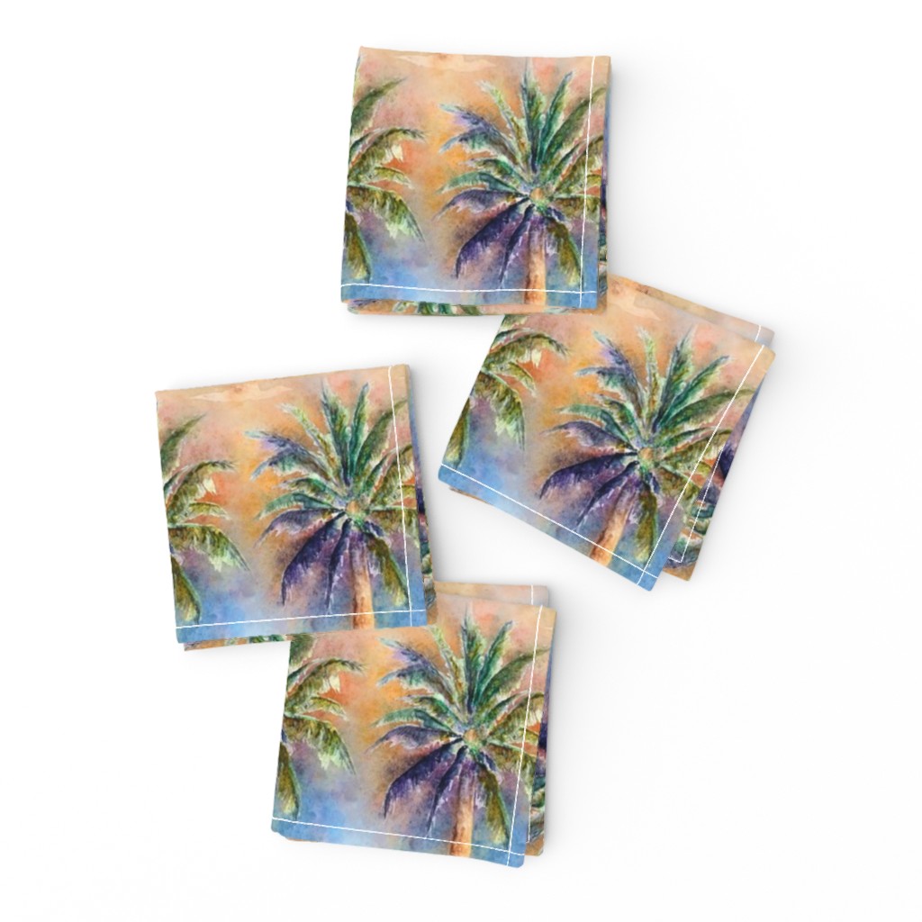 WATERCOLOR PALM TREE ALTERNATED ROWS NATURAL