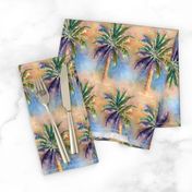 WATERCOLOR PALM TREE ALTERNATED ROWS NATURAL