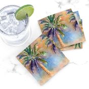 WATERCOLOR PALM TREE ALTERNATED ROWS NATURAL