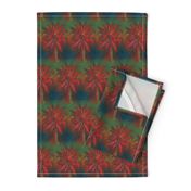 WATERCOLOR PALM TREE ALTERNATED ROWS STRIPED RED GREEN