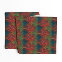WATERCOLOR PALM TREE ALTERNATED ROWS STRIPED RED GREEN