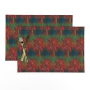 WATERCOLOR PALM TREE ALTERNATED ROWS STRIPED RED GREEN