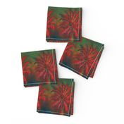 WATERCOLOR PALM TREE ALTERNATED ROWS STRIPED RED GREEN