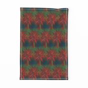 WATERCOLOR PALM TREE ALTERNATED ROWS STRIPED RED GREEN