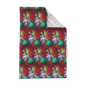 WATERCOLOR PALM TREE ALTERNATED ROWS  RASPBERRY RED MINT GREEN