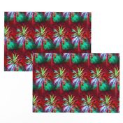 WATERCOLOR PALM TREE ALTERNATED ROWS  RASPBERRY RED MINT GREEN