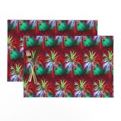 WATERCOLOR PALM TREE ALTERNATED ROWS  RASPBERRY RED MINT GREEN