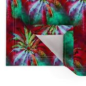 WATERCOLOR PALM TREE ALTERNATED ROWS  RASPBERRY RED MINT GREEN