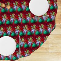WATERCOLOR PALM TREE ALTERNATED ROWS  RASPBERRY RED MINT GREEN