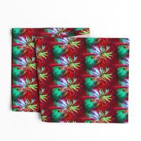 WATERCOLOR PALM TREE ALTERNATED ROWS  RASPBERRY RED MINT GREEN