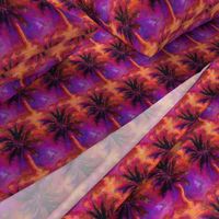 WATERCOLOR PALM TREE ALTERNATED ROWS ARTSY SUNSET