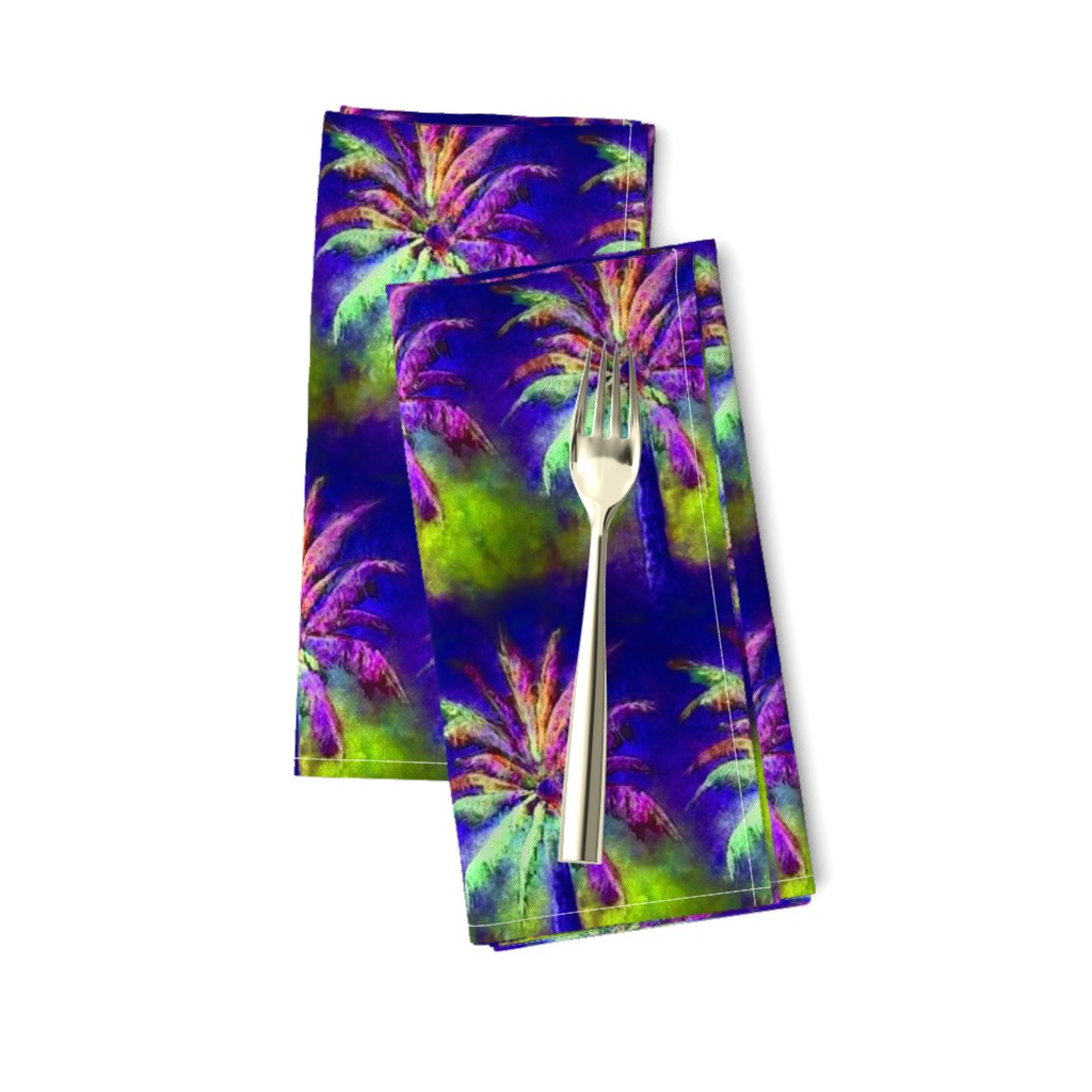 WATERCOLOR PALM TREE ALTERNATED ROWS VIOLET PURPLE GREEN