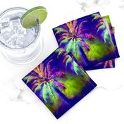 WATERCOLOR PALM TREE ALTERNATED ROWS VIOLET PURPLE GREEN