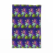 WATERCOLOR PALM TREE ALTERNATED ROWS VIOLET PURPLE GREEN