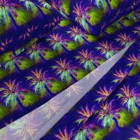 WATERCOLOR PALM TREE ALTERNATED ROWS VIOLET PURPLE GREEN