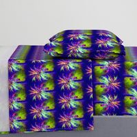 WATERCOLOR PALM TREE ALTERNATED ROWS VIOLET PURPLE GREEN