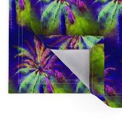 WATERCOLOR PALM TREE ALTERNATED ROWS VIOLET PURPLE GREEN