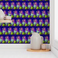 WATERCOLOR PALM TREE ALTERNATED ROWS VIOLET PURPLE GREEN