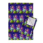 WATERCOLOR PALM TREE ALTERNATED ROWS VIOLET PURPLE GREEN