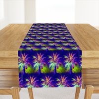 WATERCOLOR PALM TREE ALTERNATED ROWS VIOLET PURPLE GREEN